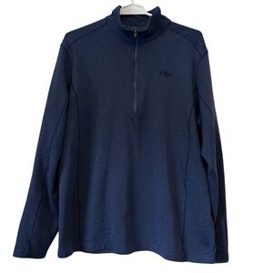 Outdoor Research Men’s Quarter 1/4 Zip Large Long Sleeve‎ Base Layer Navy Logo